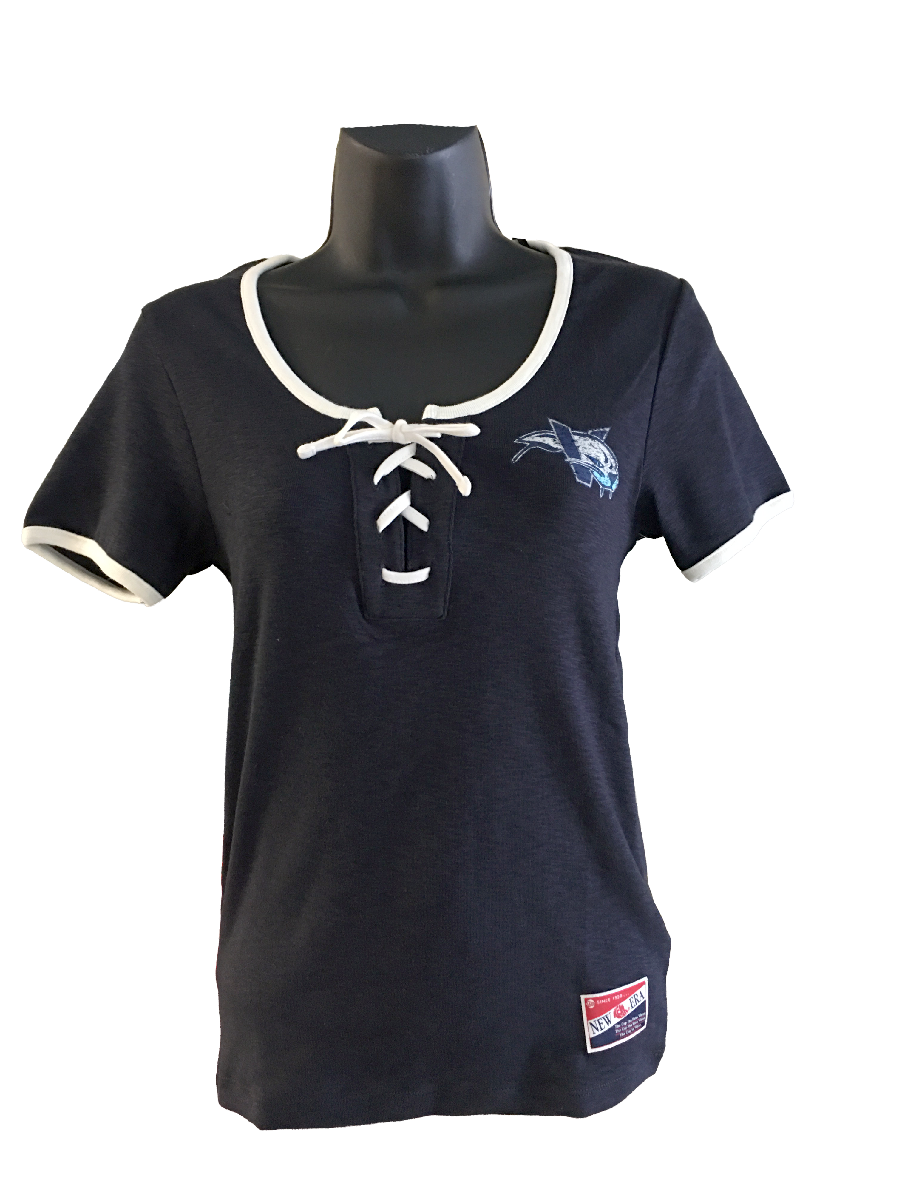 Women's HarbourCats Navy Throwback Lace-Up Tee-Shirt