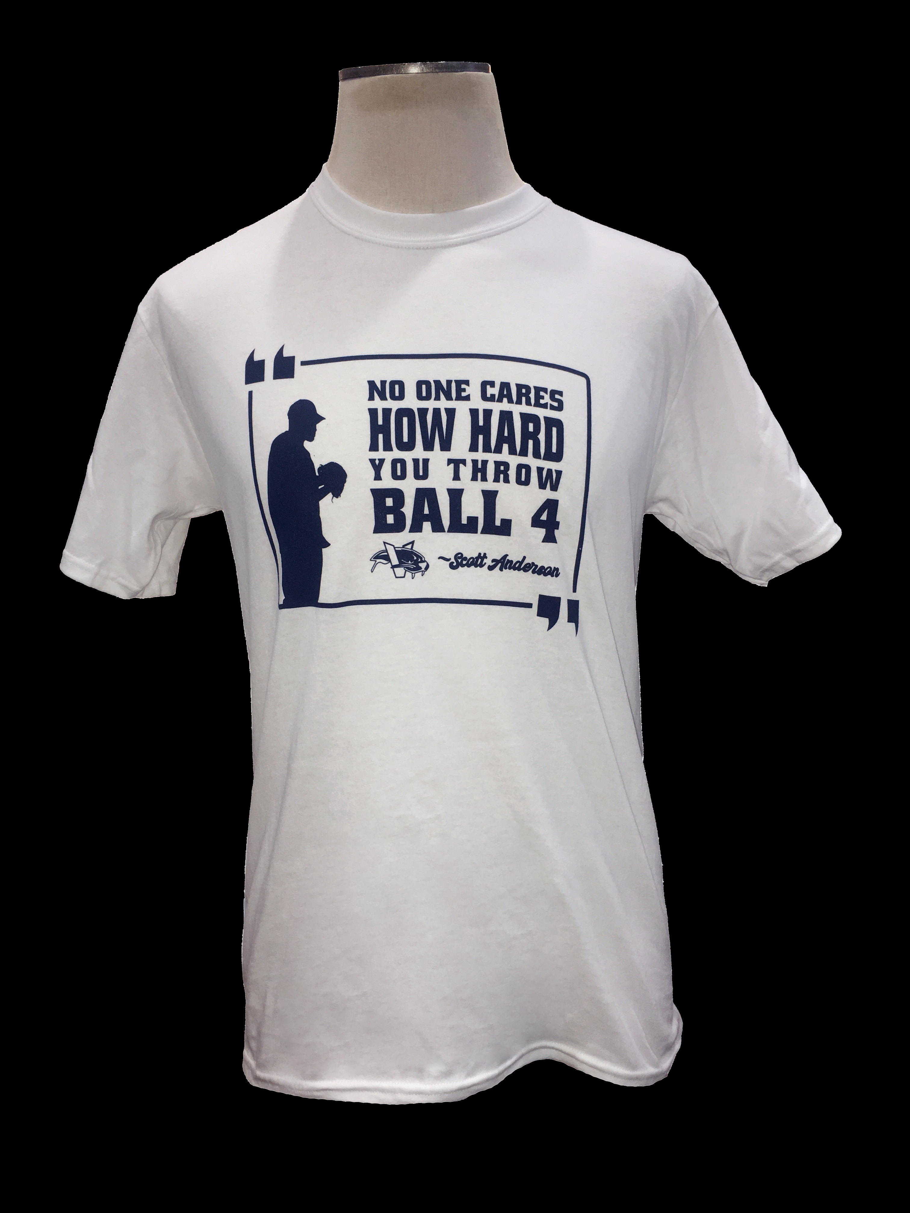 Victoria HarbourCats "No One Cares How Hard You Throw Ball 4" Cotton T-Shirt - WHITE