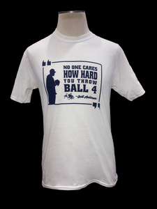 Victoria HarbourCats "No One Cares How Hard You Throw Ball 4" Cotton T-Shirt - WHITE