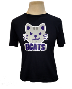 Youth Cotton Tee, Stylized Harvey the HarbourCat - NAVY BLUE AND PINK