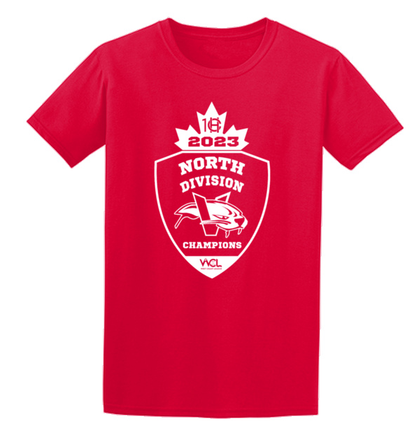 Victoria HarbourCats 2023 NORTH DIVISION CHAMPIONS Short-Sleeve Tee-Shirt  RED