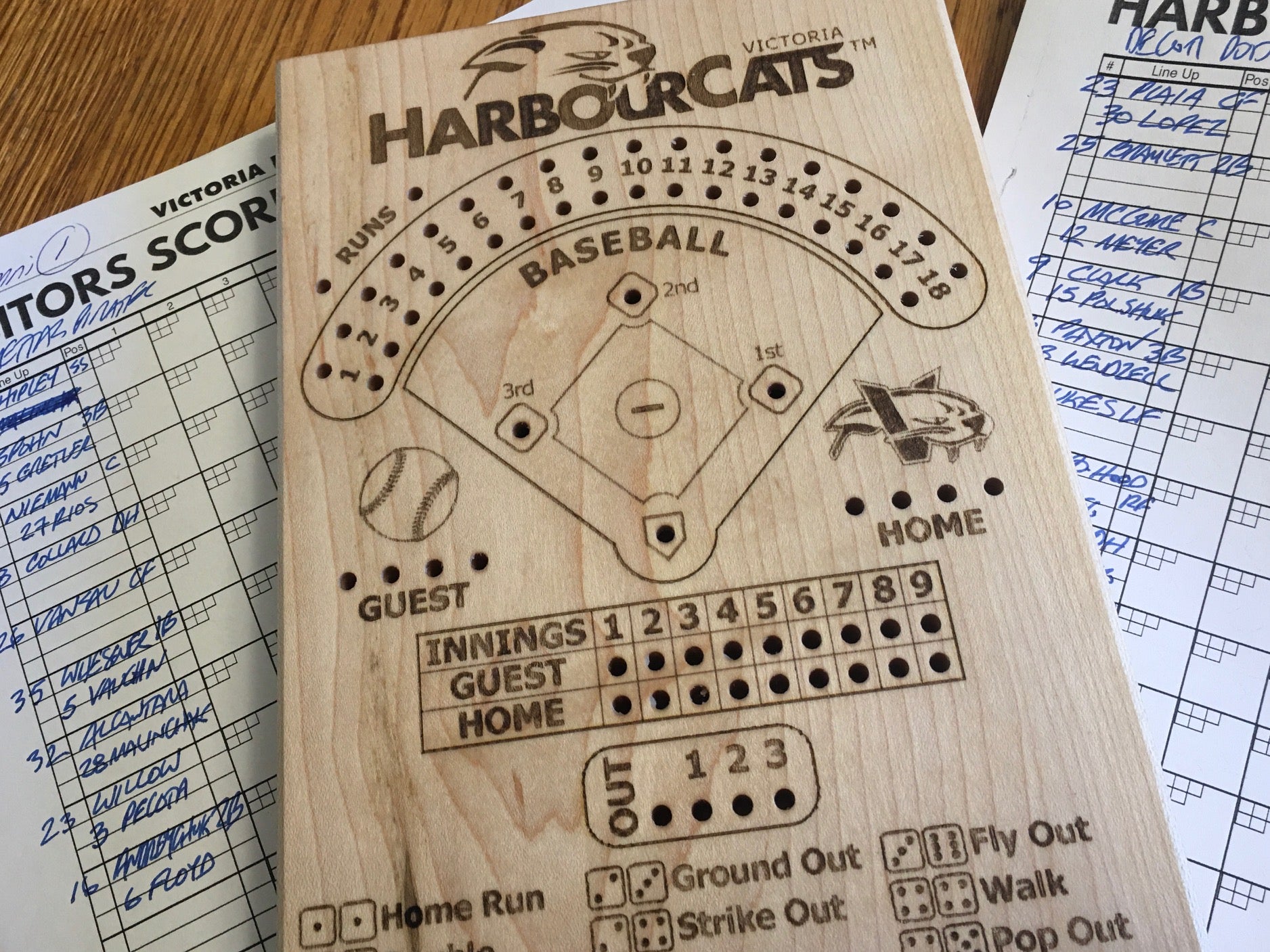 Victoria HarbourCats Branded Peg-Board Baseball Game