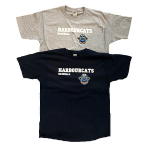 Youth Cotton Tee, Harvey the HarbourCat - Gray and Navy